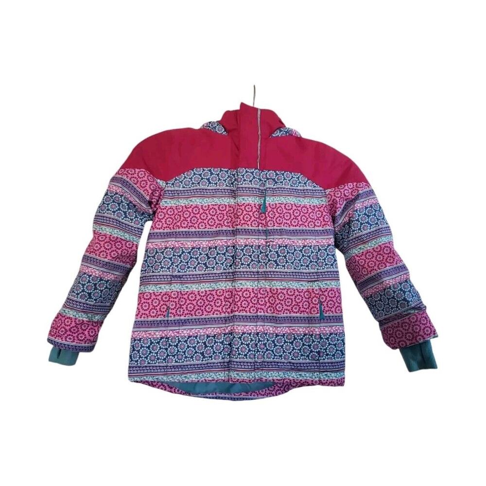 Garnet Hill Kids Pink Floral Winter Coat Go Ahead Grow Jacket, Girls Size Medium